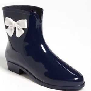 EUC MEL Bow Boots Navy Blue + White Bow